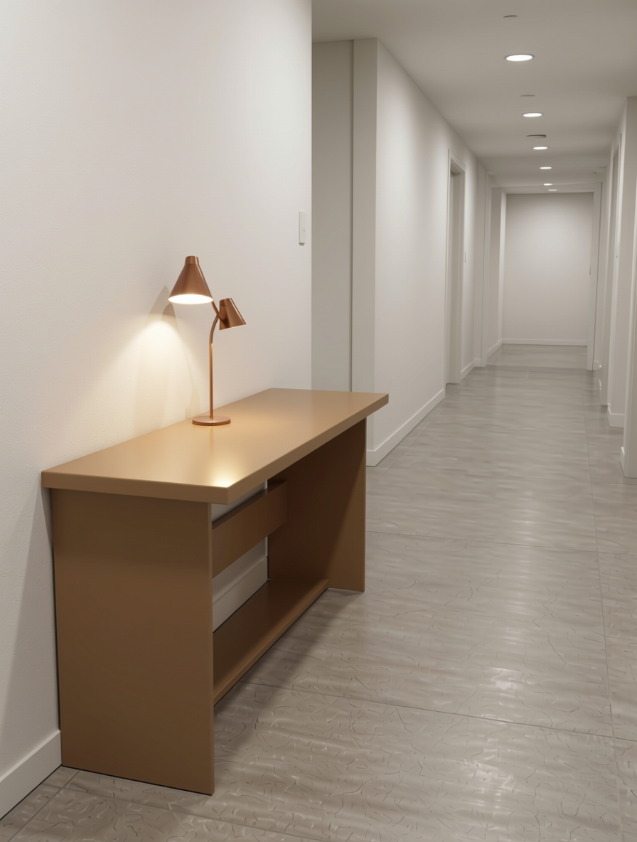 Plain Laminate 8x4 ft Glossy 0.8 mm - 1120 MLT — application view in a minimalist hallway