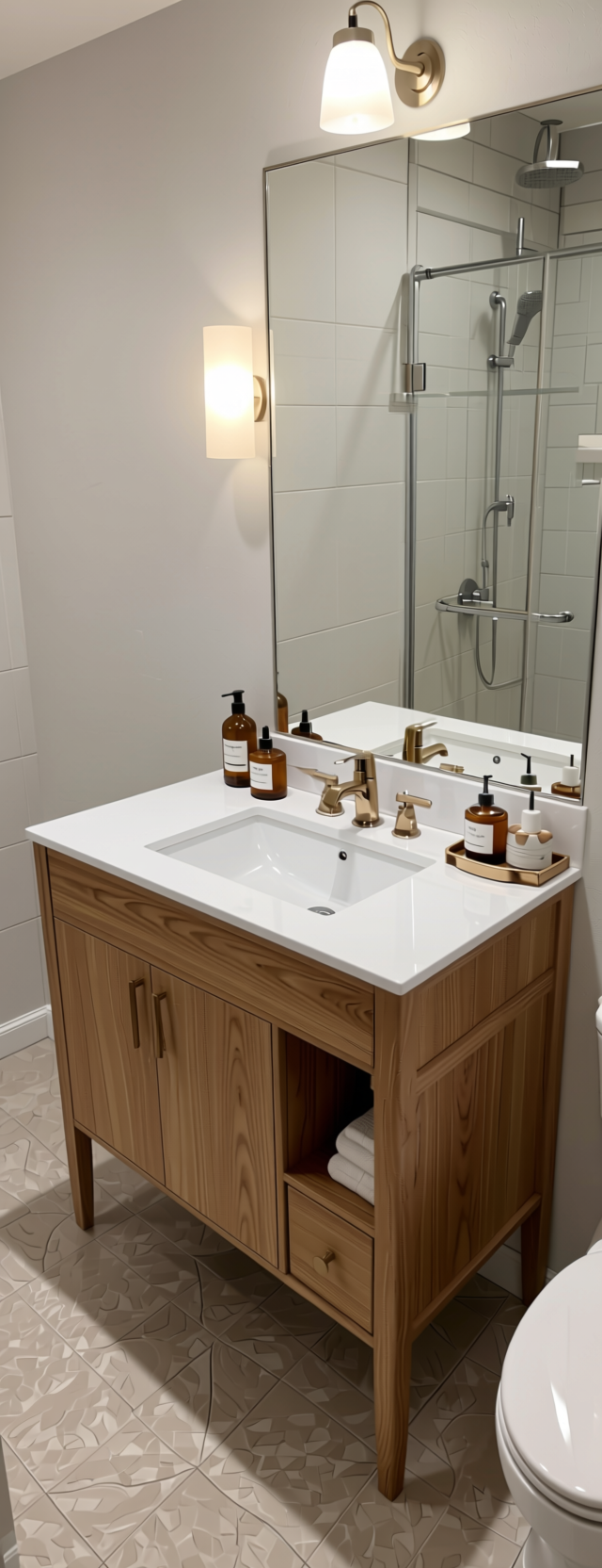 Plain Laminate 8x4 ft Glossy 0.8 mm - 1175 MLT — application view in a powder room