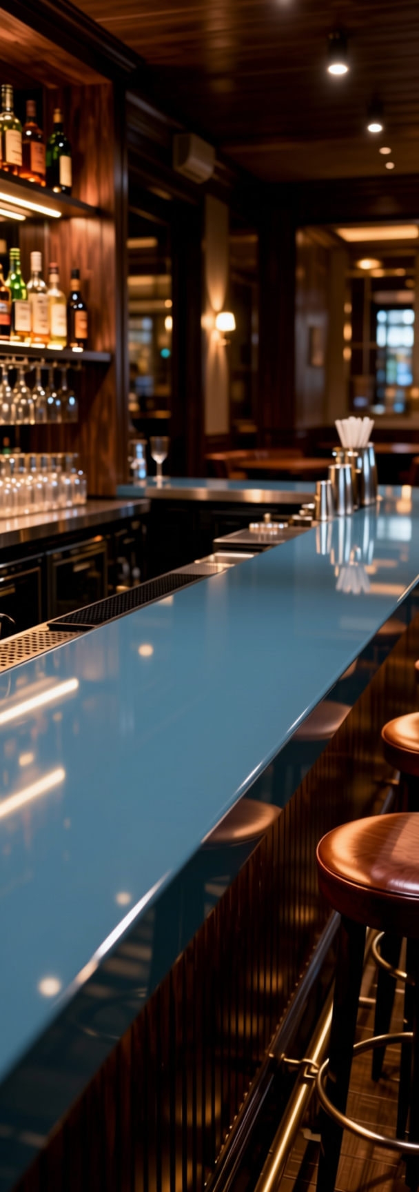 Plain Laminate 8x4 ft High Gloss 0.8 mm - 1262 HG — application view in a stylish bar area