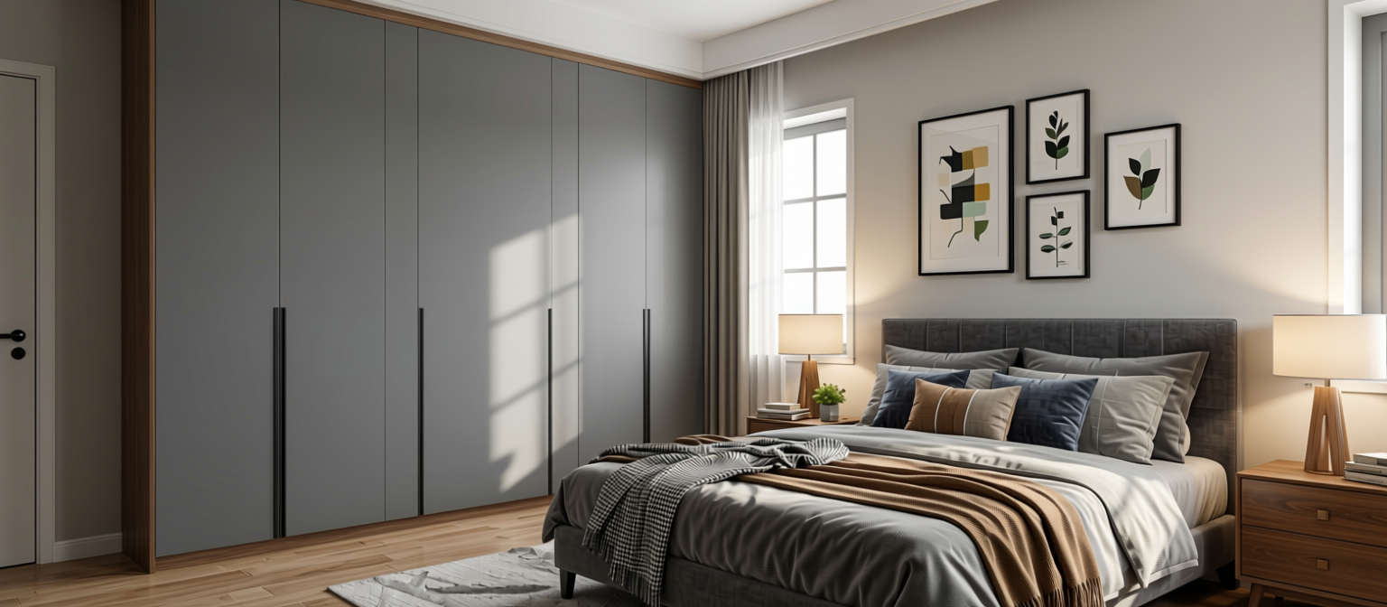 Plain Laminate 8x4 ft Super Matte 1 mm - 237 PM — application view in a bedroom