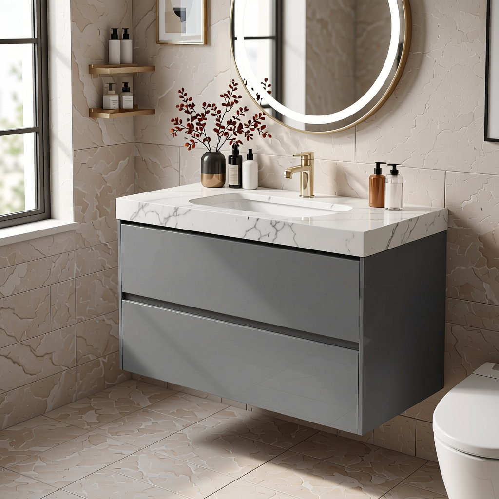 Plain Laminate 8x4 ft High Gloss 1 mm - 243 HG — application view in a bathroom