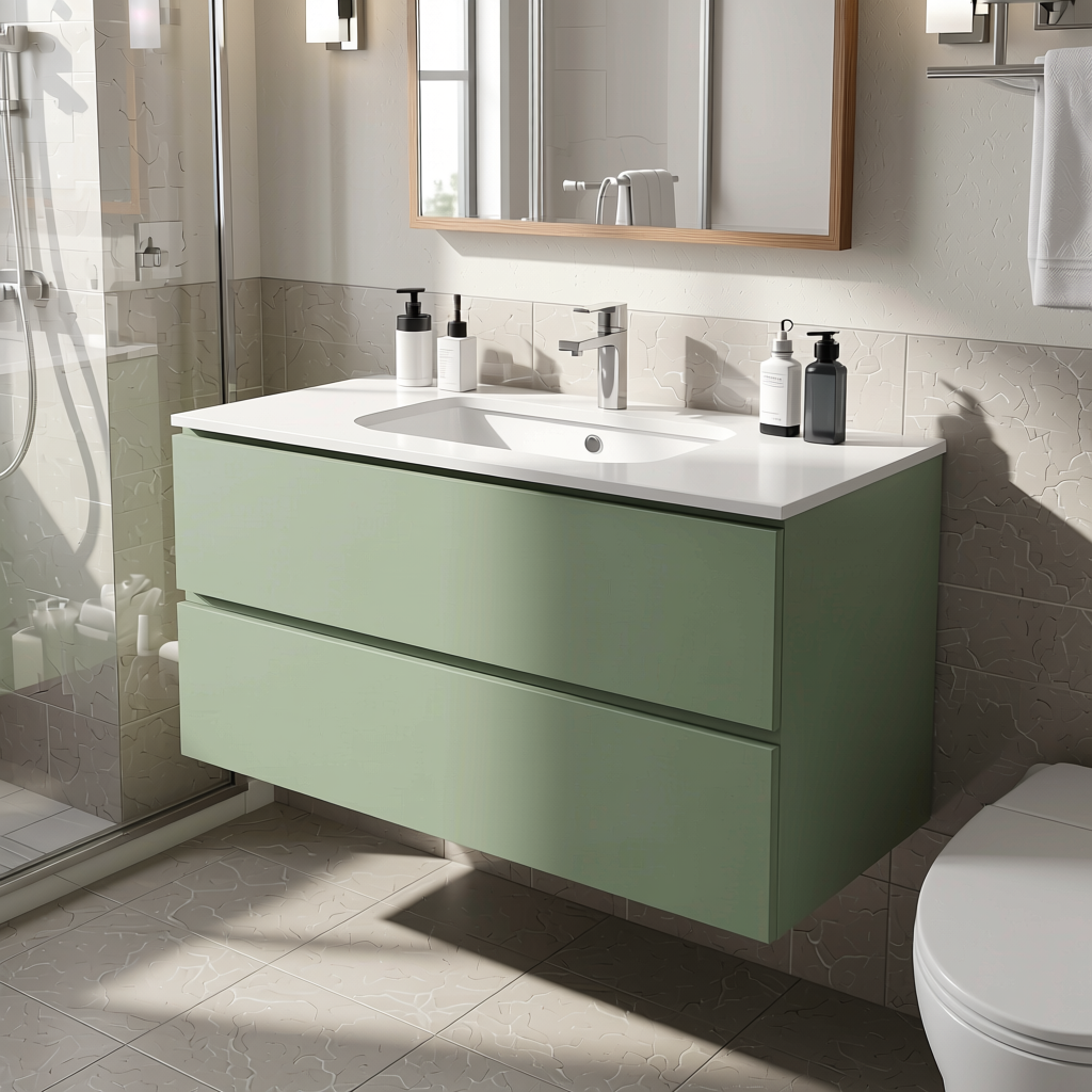 Plain Laminate 8x4 ft Super Matte 1 mm - 259 PM — application view in a bathroom