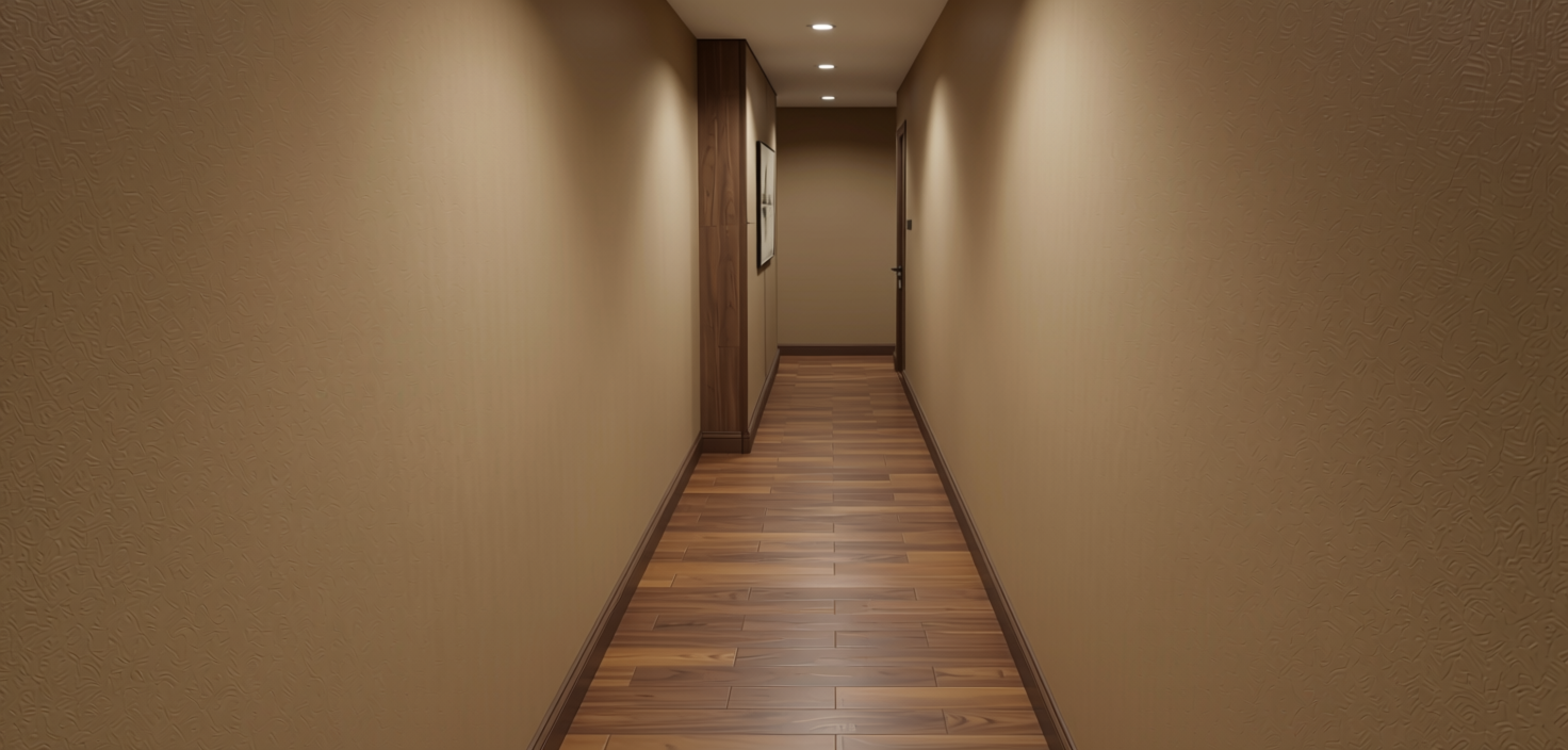 Plain Laminate 8x4 ft Suede 1 mm - 278 SF — application view in a hallway