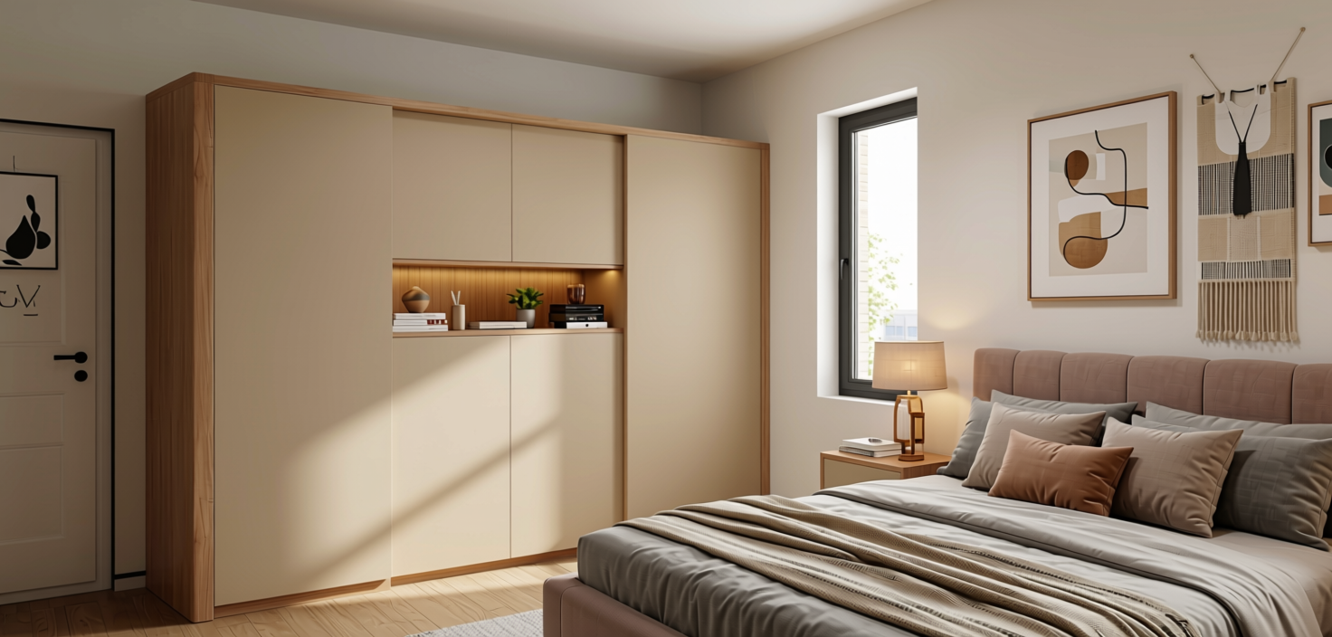Plain Laminate 8x4 ft Matte 1 mm - 280 ZT — application view in a bedroom