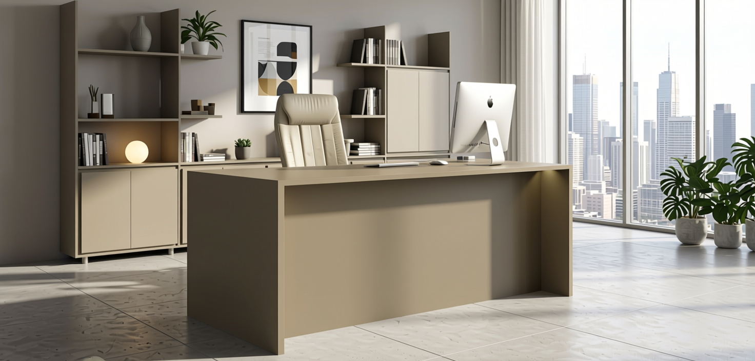 Fluted Laminate 8x4 ft Texture 1 mm - 281 BF — application view in a contemporary office