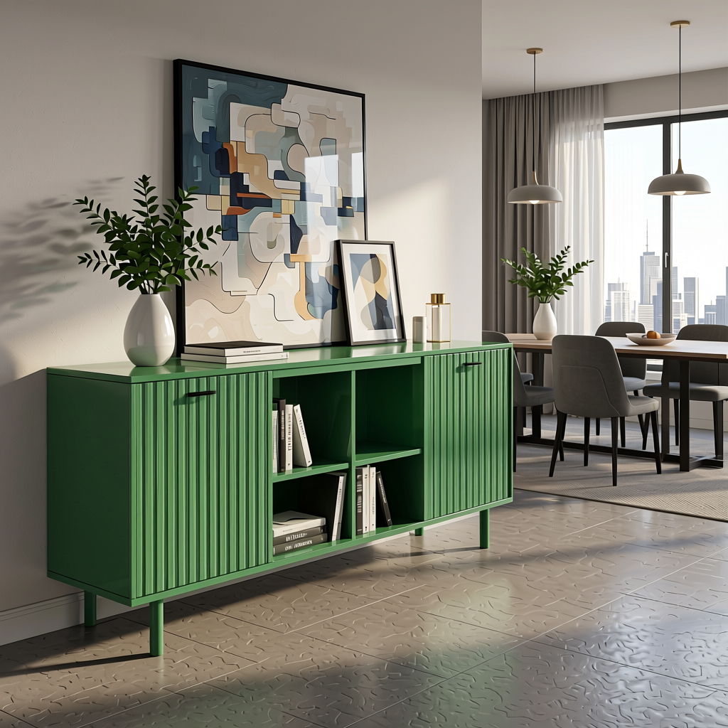 Fluted Laminate 8x4 ft High Gloss 1 mm - 283 MG — application view in a modern dining room