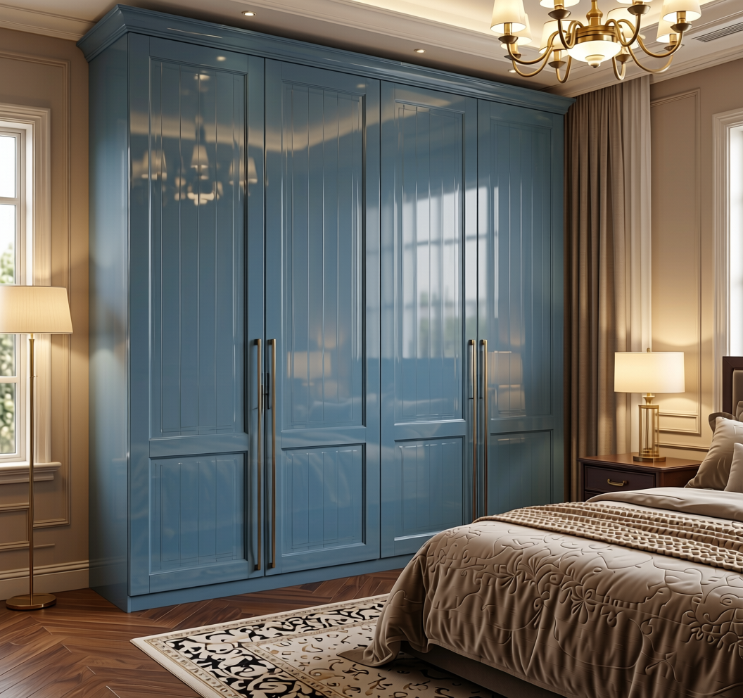 Fluted Laminate 8x4 ft High Gloss 1 mm - 284 MG — application view in a glamorous bedroom
