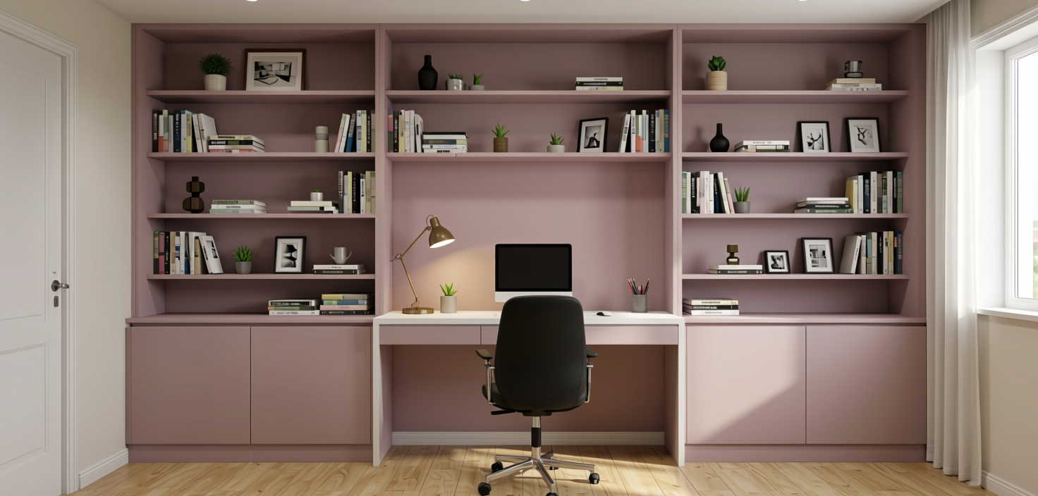 Plain Laminate 8x4 ft Super Matte 1 mm - 291 PM — application view in a study room