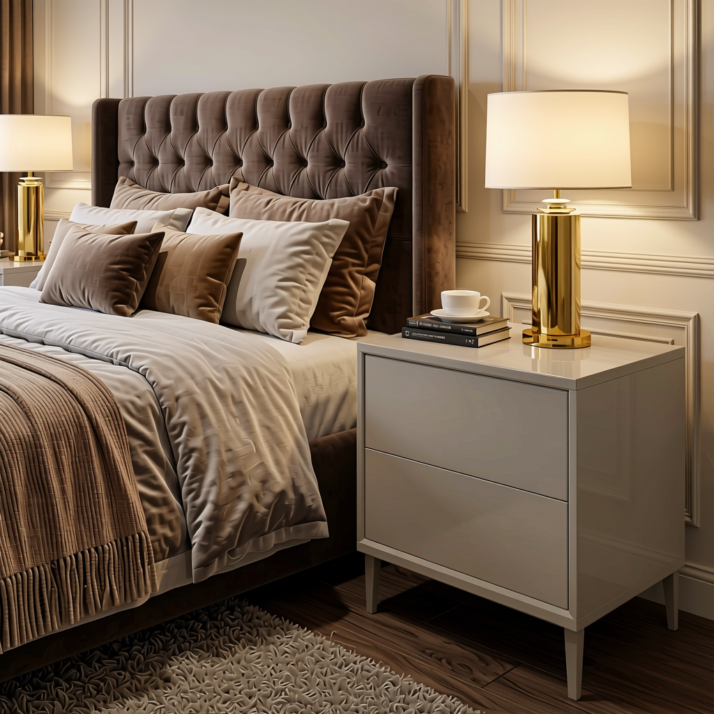 Fluted Laminate 8x4 ft High Gloss 1 mm - 299 MG — application view in a glamorous bedroom