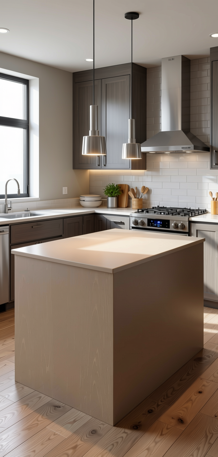 Fluted Laminate 8x4 ft Texture 1 mm - 300 KK — application view in a modern kitchen