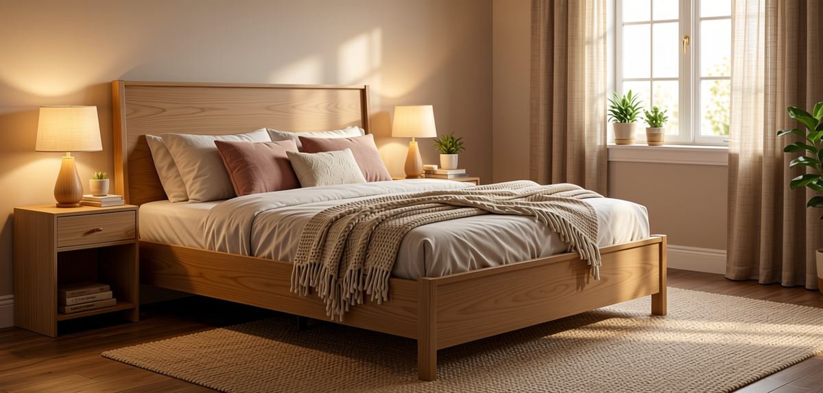 Wood Laminate 8x4 ft Texture 1 mm - 300 ZA — application view in a cozy bedroom