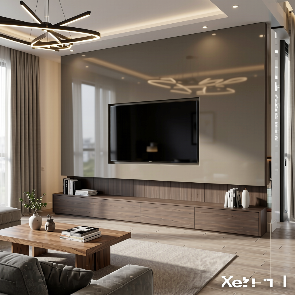 Fluted Laminate 8x4 ft High Gloss 1 mm - 363 MG — application view in a modern living room