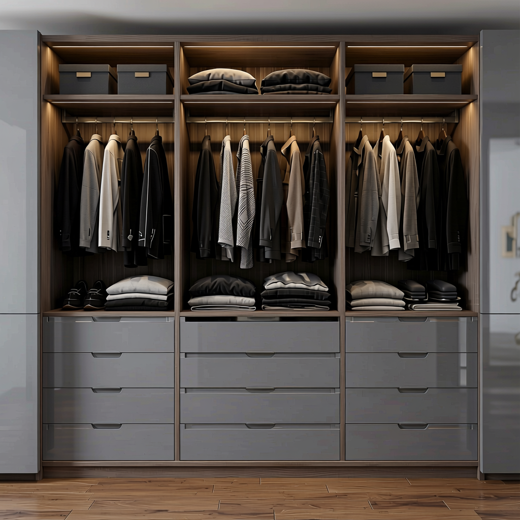 Fluted Laminate 8x4 ft High Gloss 1 mm - 370 MG — application view in a luxury closet