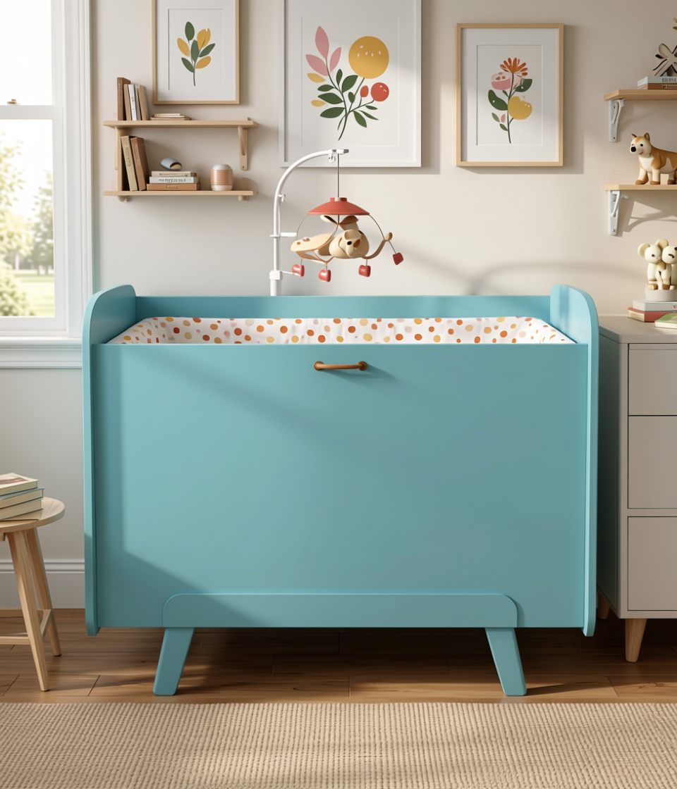 Baby Blue Fluted Laminate 8x4 ft Matte 1 mm - 3820 FLT — application view in a nursery