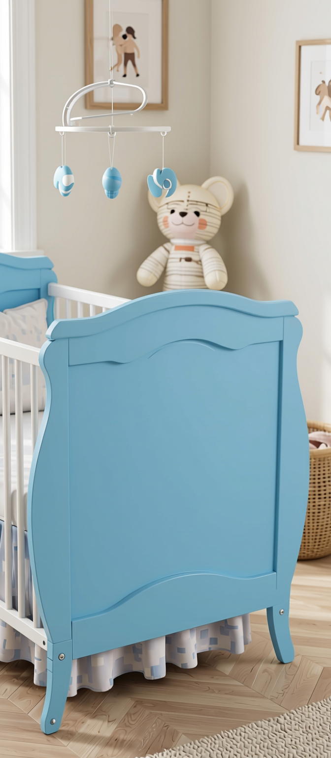 Baby Blue Plain Laminate 8x4 ft Super Matte 1 mm - 3820 SMT — application view in a baby nursery