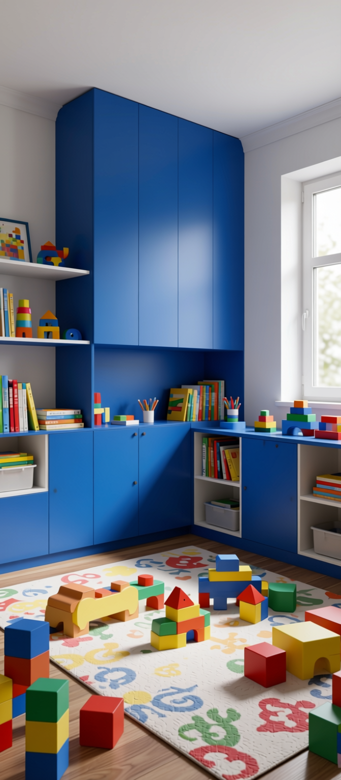Carolina Blue Plain Laminate 8x4 ft Super Matte 1 mm - 3811 SMT — application view in a bright playroom