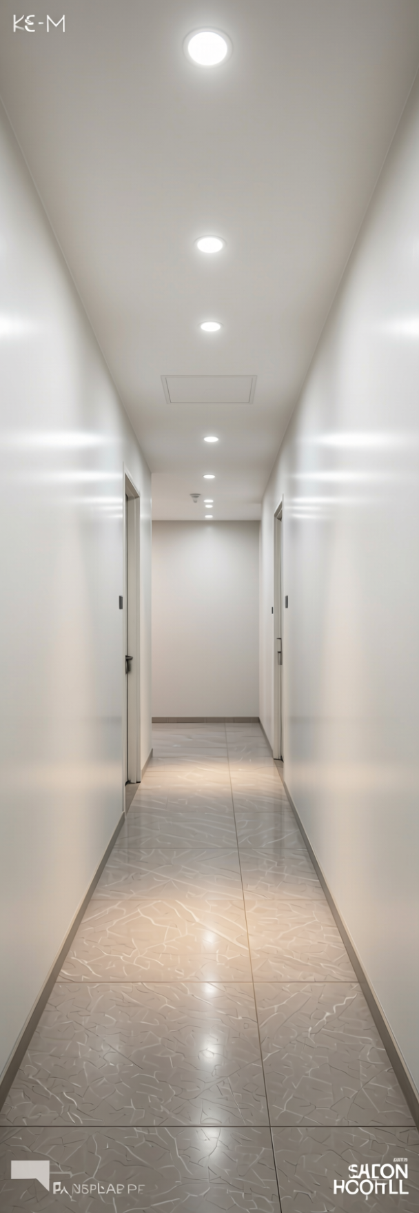 Chiffon White Fluted Laminate 8x4 ft High Gloss 1 mm - 4103 MF — application view in a modern hallway
