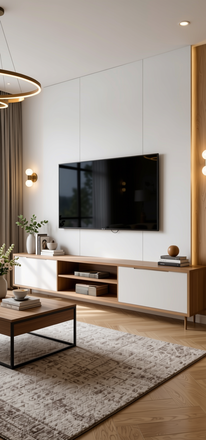 Chiffon White Fluted Laminate 8x4 ft Matte 1 mm - 4103 FLT — application view in a modern living room