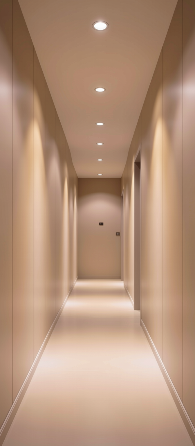 Chiffon White Plain Laminate 8x4 ft Super Matte 1 mm - 4103 SMT — application view in a airy hallway