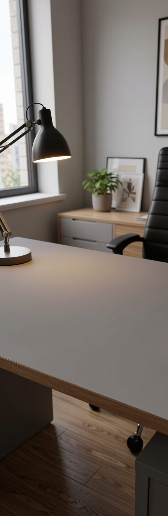 Cloudy Grey Plain Laminate 8x4 ft Matte 1 mm - 3826 ZM — application view in a calm study