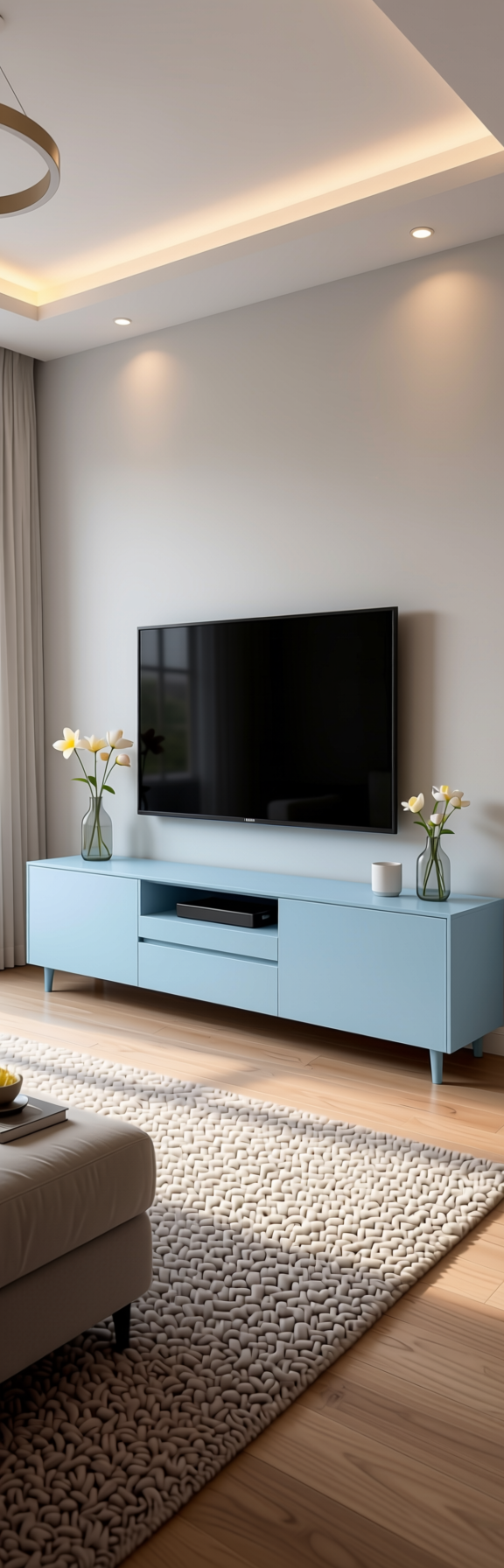 Icy Mirage Plain Laminate 8x4 ft Super Matte 1 mm - 184 UMT — application view in a contemporary living room