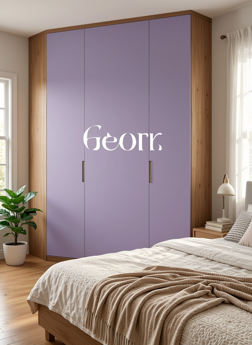 Light Purple Plain Laminate 8x4 ft Super Matte 1 mm - 3853 SMT — application view in a girl's bedroom