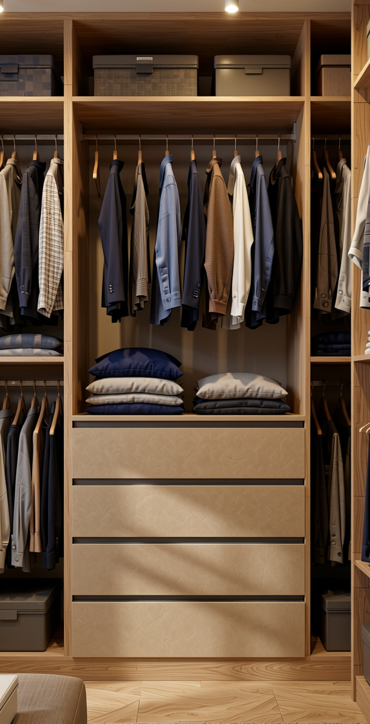 Solids Plain Laminate 8x4 ft Suede 0.8 mm - 1265 SF — application view in a closet