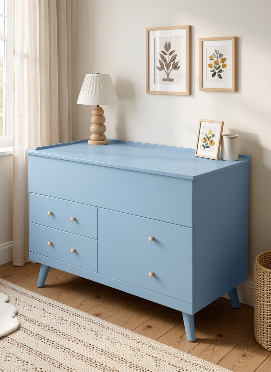 Powder Blue Plain Laminate 8x4 ft Matte 1 mm - 3821 ZM — application view in a serene nursery