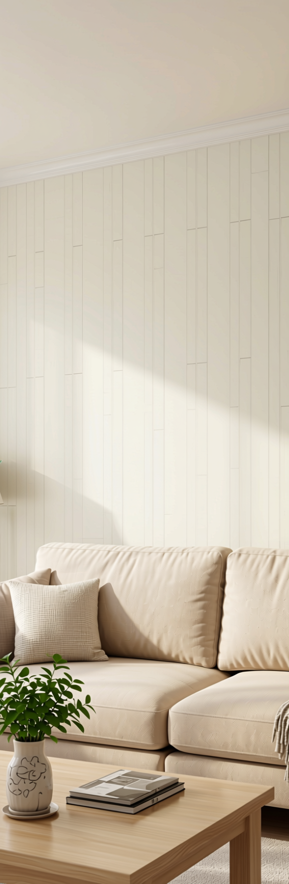 Rice White Wood Laminate 8x4 ft Texture 1 mm - 3819 AW — application view in a airy living room