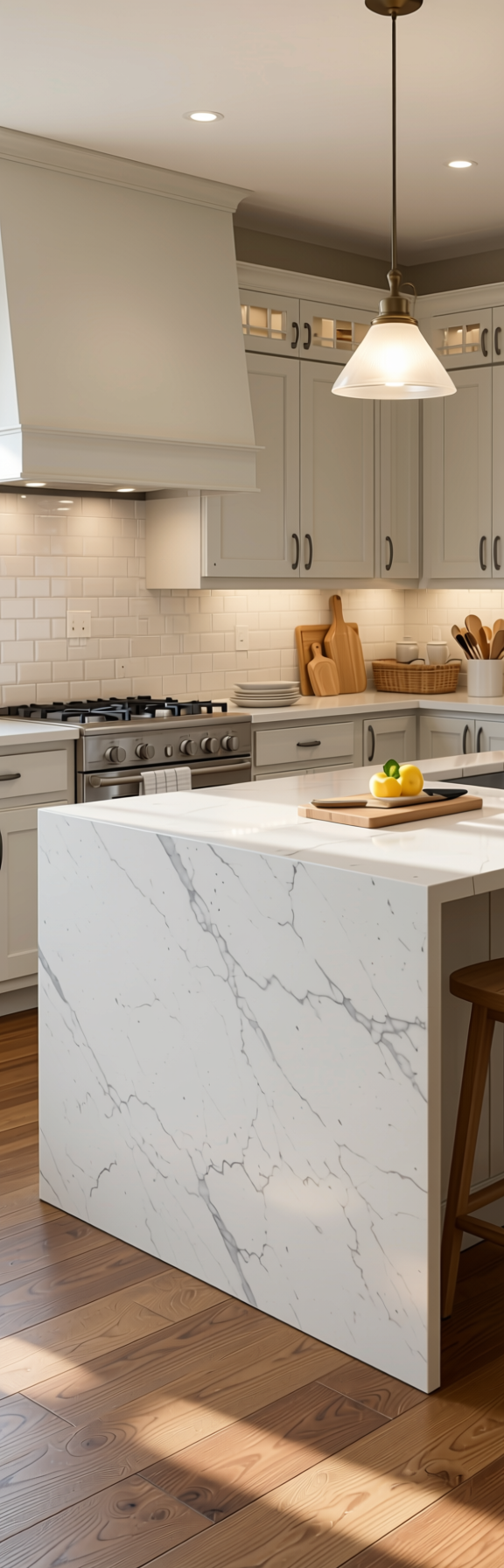 Salt White Fluted Laminate 8x4 ft Texture 1 mm - 3824 MFT — application view in a fresh kitchen