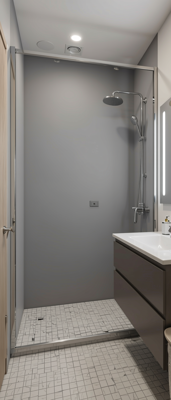 Shark Grey Marble & Stone Laminate 8x4 ft Texture 1 mm - 3866 ST — application view in a modern bathroom