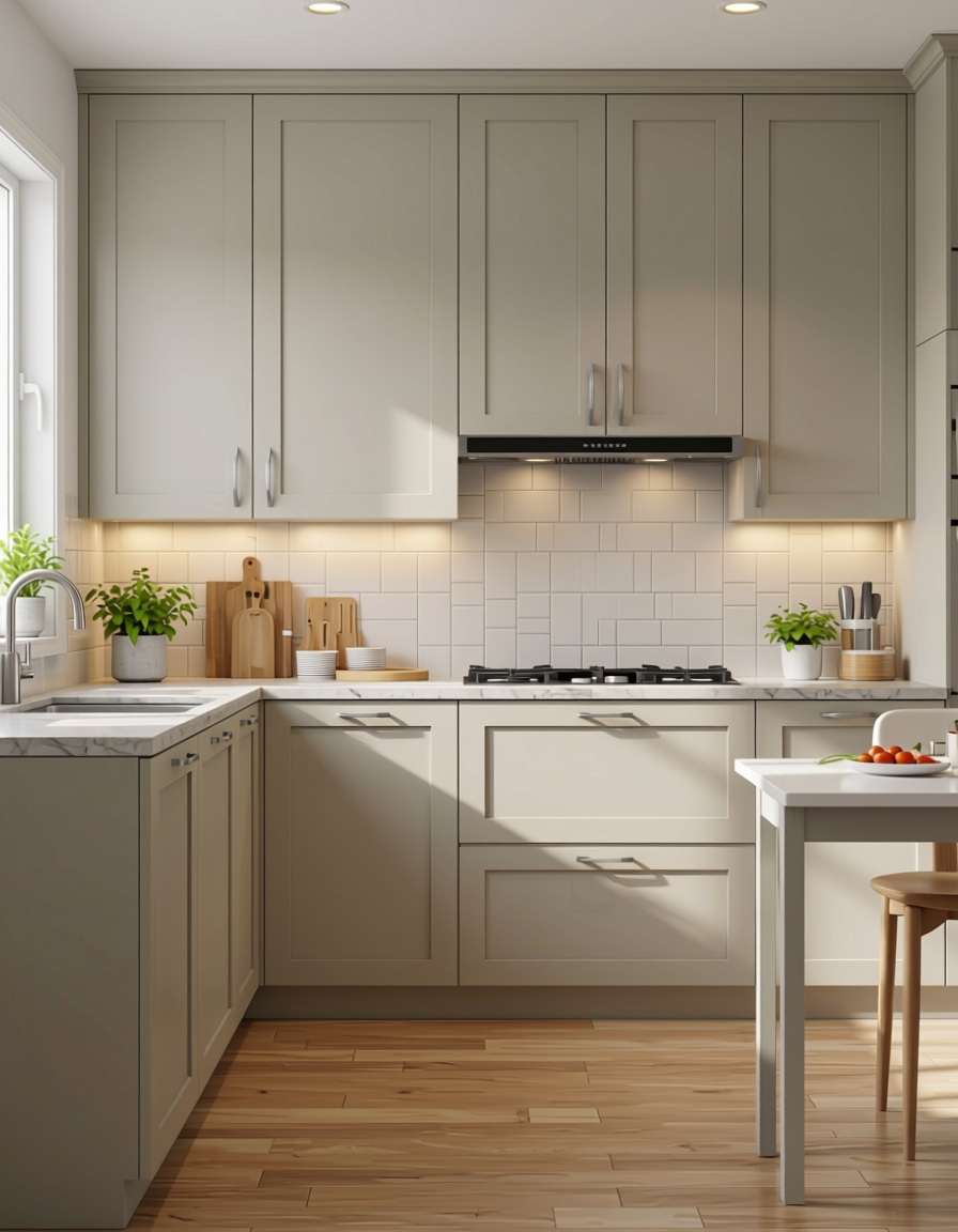 White Plain Laminate 8x4 ft Super Matte 1 mm - 3830 SMT — application view in a bright kitchen