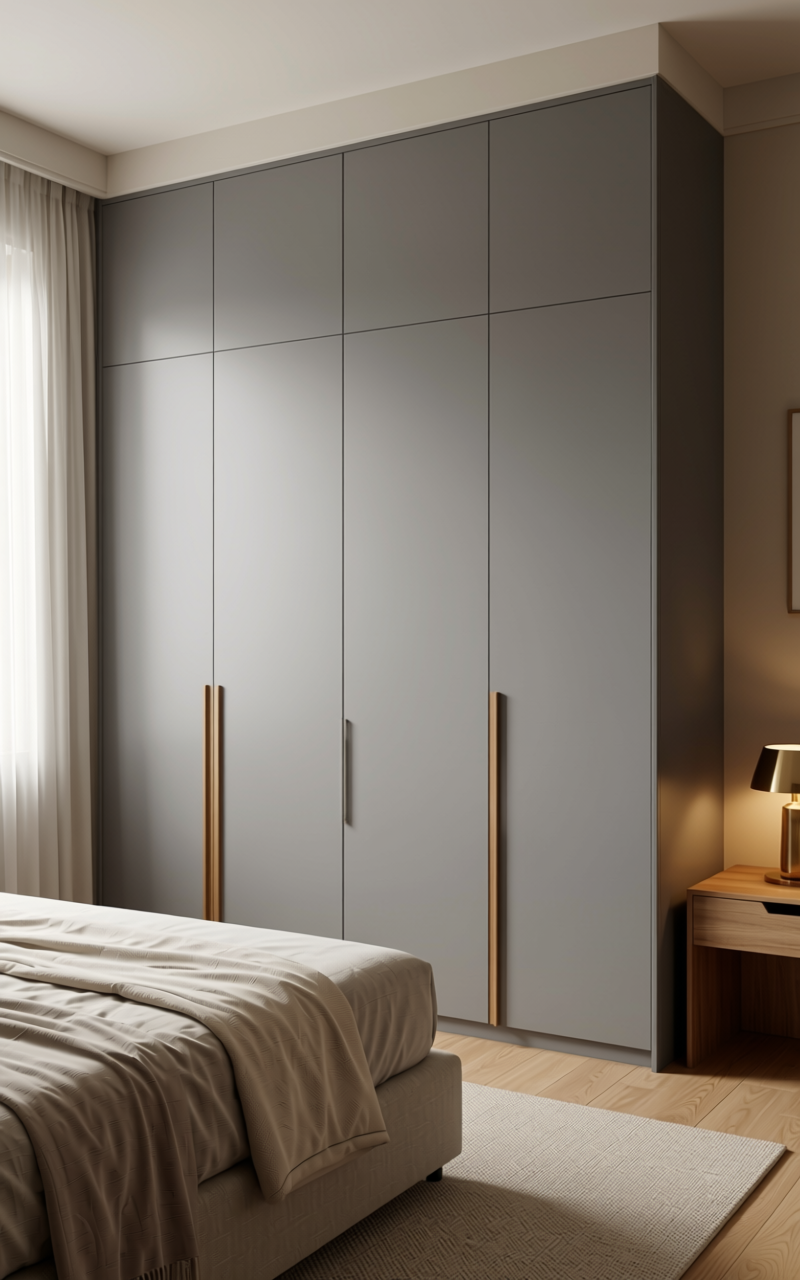 Plain Laminate 8x4 ft Matte 0.8 mm - 1231 TMT — application view in a minimalist bedroom