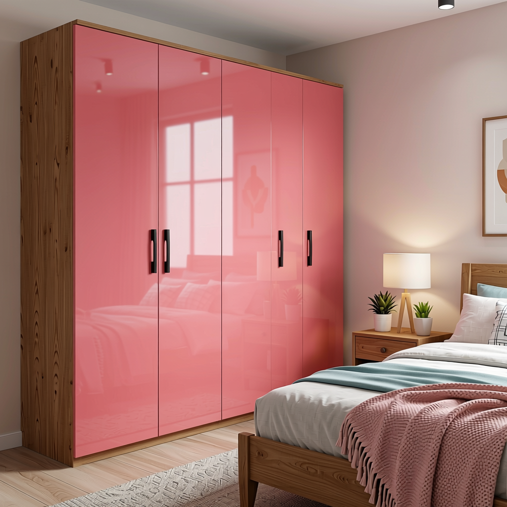 Wild Pink Plain Colors Laminate 8*4 ft High Gloss 1.0 mm - HER-1281 — application view in a girl's bedroom