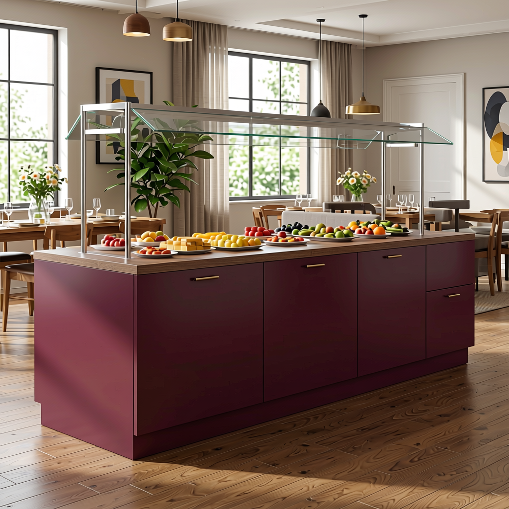 Wine Plain Colors Laminate 8*4 ft Matte 1.0 mm - HER-1282 — application view in a dining room